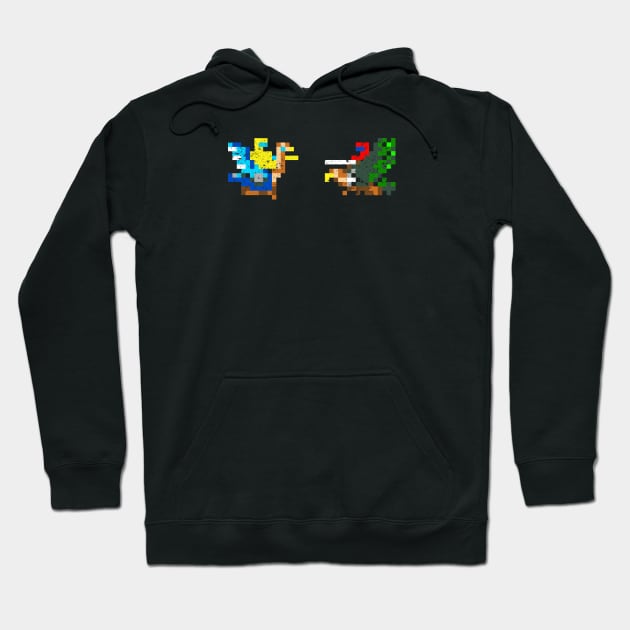 Joust 8-Bit Faceoff (distressed) Hoodie by kruk